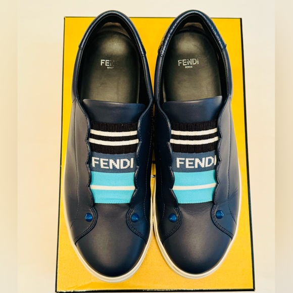Fendi Rockoko Leather Slip-on Sneakers 38